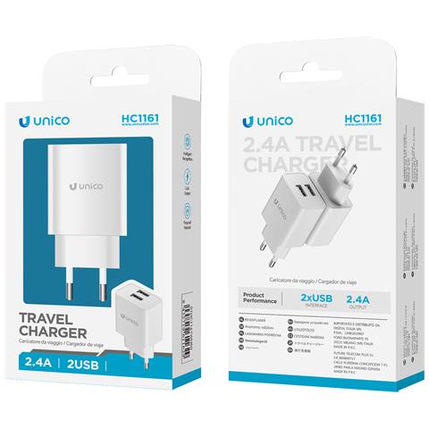 Caricabatteria Rete 2.4a Doppia Porta Usb-a Smart Charge Bianco Abs - Foto 1