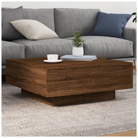 Tavolino Da Soggiorno Con Luci Led Rovere Marrone 80x80x31 Cm - Foto 1