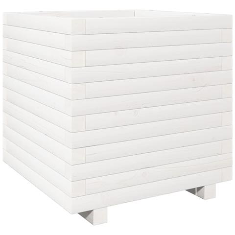 Fioriera Da Giardino Bianca 50x50x49,5cm Legno Massello Di Pino - Foto 2