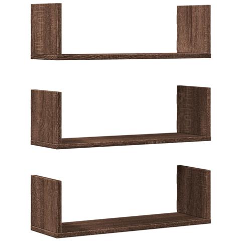 Mensole Da Parete 3pz Rovere Marrone 58x18x18 Cm In Truciolato - Foto 2