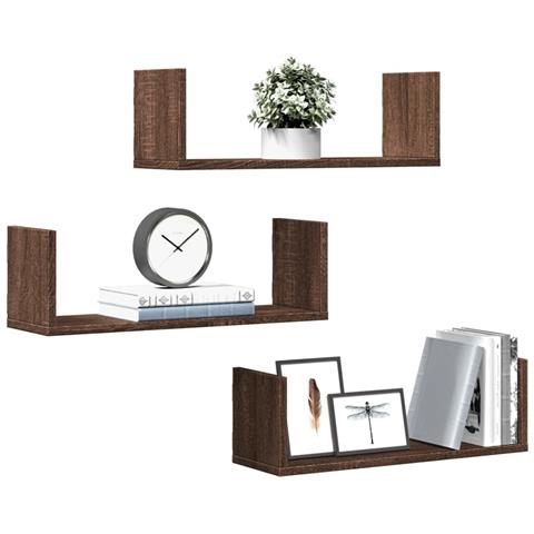 Mensole Da Parete 3pz Rovere Marrone 58x18x18 Cm In Truciolato - Foto 1