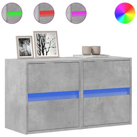 Mobili TV a Parete con Luci LED 2pz Grigio Cemento 41x31x45 cm - Foto 1