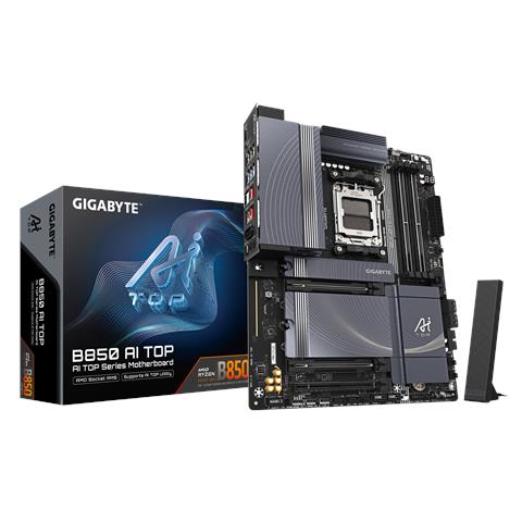 B850 AI TOP Scheda Madre - Processori AMD Ryzen Serie 9000, 16+2+2 fasi VRM digitali, fino a 8600MHz DDR5 (OC), 2xPCIe 5.0 + 1xPCIe 4.0 M. 2, LAN 10GbE, WIFI 7, USB 3.2 Gen 2x2 - Foto 1