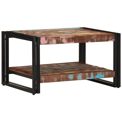 Tavolino Salotto Multicolore 70x50x38cm Legno Massello Recupero - Foto 1