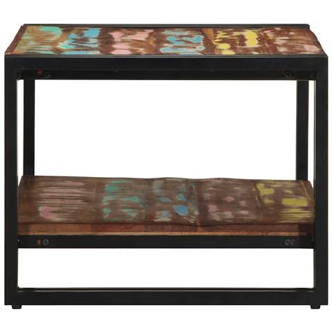 Tavolino Salotto Multicolore 70x50x38cm Legno Massello Recupero - Foto 2