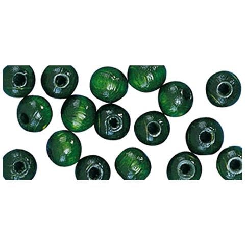 115 Pezzi - Perline In Legno Lucido Resistenti Ø6mm - Colore Verde Scuro - Foto 1