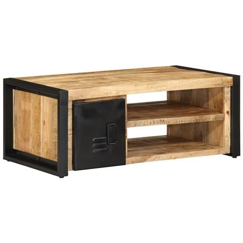 Tavolino Da Salotto 90x50x36 Cm Legno Massello Di Mango Grezzo - Foto 1