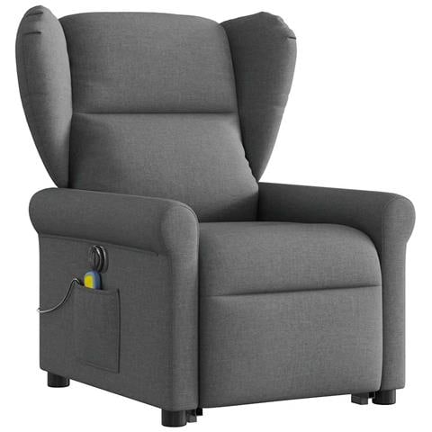 Poltrona Alzapersona Massaggi Elettrica Grigio Scuro Tessuto - Foto 3