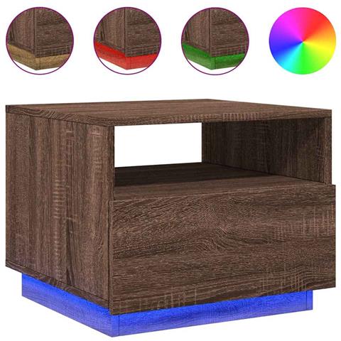 Lusso Casadino -  Tavolino Da Soggiorno Con Luci Led Rovere Marrone 50x49x40 Cm - Foto 1