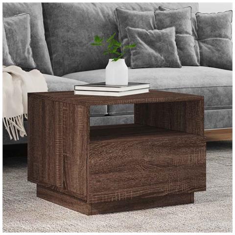 Lusso Casadino -  Tavolino Da Soggiorno Con Luci Led Rovere Marrone 50x49x40 Cm - Foto 8