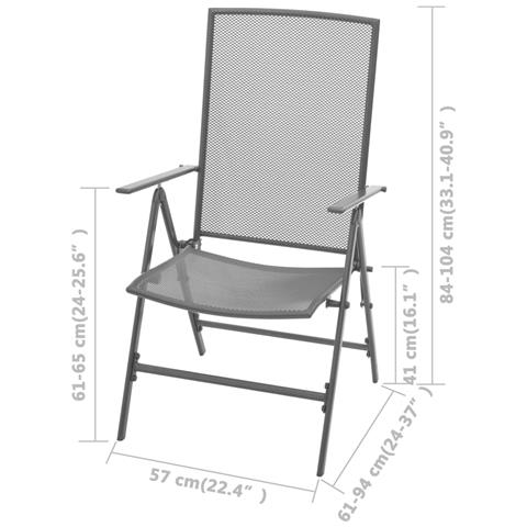 Sedie Da Giardino Impilabili 2 Pz In Acciaio Grigio - Foto 8