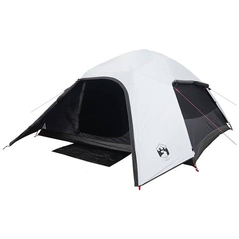 Tenda Campeggio a Cupola 4 Persone Bianca Tessuto Impermeabile - Foto 2