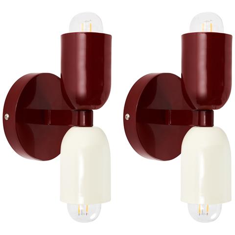 Set Di 2 Lampade Da Parete Topi Metallo Rosso - Foto 2