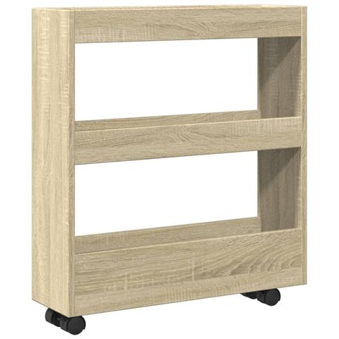 Carrello Stretto a 3 Livelli Rovere Sonoma in Truciolato - Foto 1