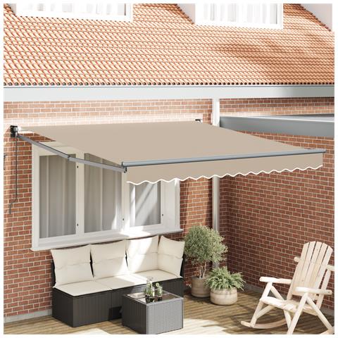 Tenda Retrattile Manuale  Beige 350x250 cm, Tessuto Sostitutivo per Tenda  per Telaio 3.5x2.5 m Beige - Foto 2