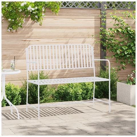 Panchina Bianco Metallo 103.5 x 51.5 x 90 cm Resistente - Foto 2