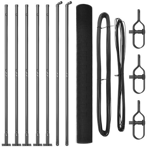 Recinzione in Rete Saldato con 7 Pali Flangiati Grigi 1.6x10 m Acciaio - Foto 1