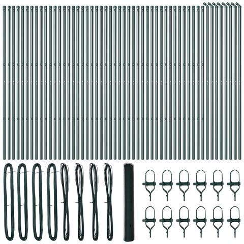 Recinzione esagonale  Verde 1x100 m Acciaio, Pali per recinzione  13 pcs Verde Ø32 mm 150 cm Acciaio zincato - Foto 1