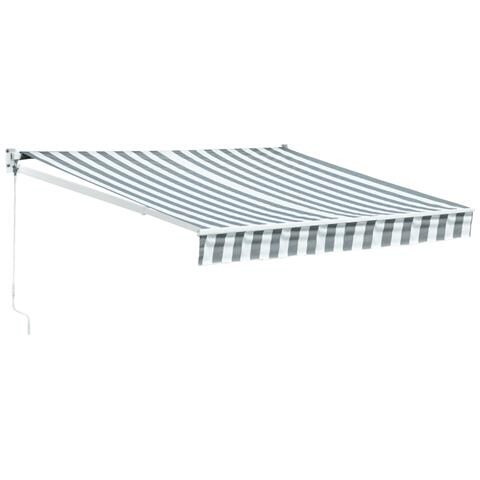 Tenda Saule 2,5 × 2m - Tessuto A Righe Bianco /grigio E Struttura Bianca - Foto 1