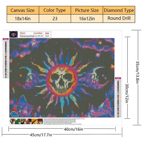 Manico Diamantato 5d Pittura Diamante Teschio 30x40 Cm - Foto 4