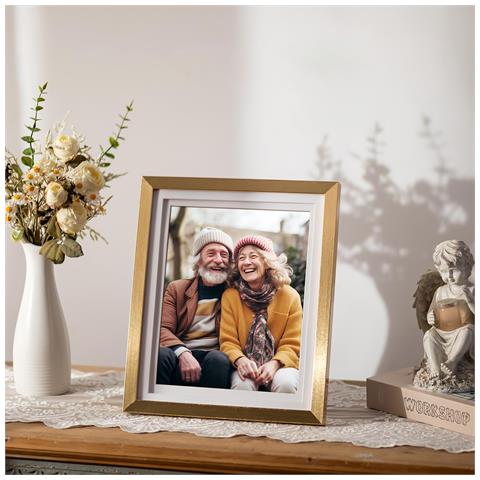 Cornice Per Foto 20x25 Cm A Doppio Strato In Legno Dorato - Foto 2