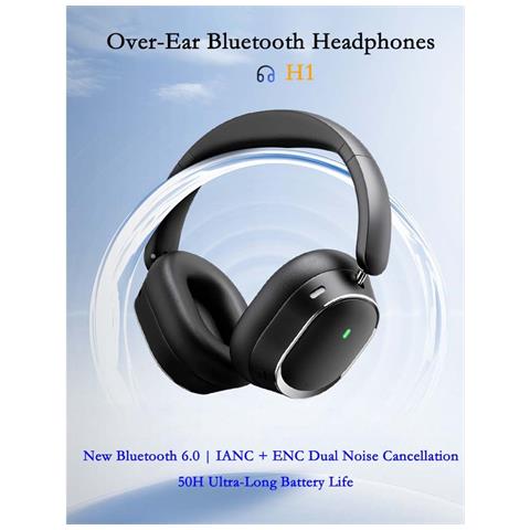 Cuffie Bluetooth 6.0 Over-ear Anc Con Cancellazione Attiva Del Rumore E 50 Ore Di Riproduzione - Foto 2