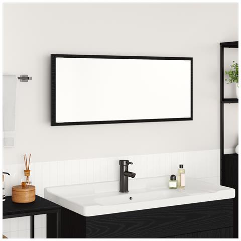 Specchio da Bagno Rovere Nero Vetro, MDF Grande Specchio - Foto 2