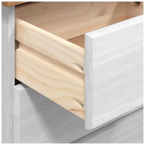 "Cassettiera ""ASKIM"" Bianca 91x40x95,5 cm in Legno Massello di Pino" - Foto 9