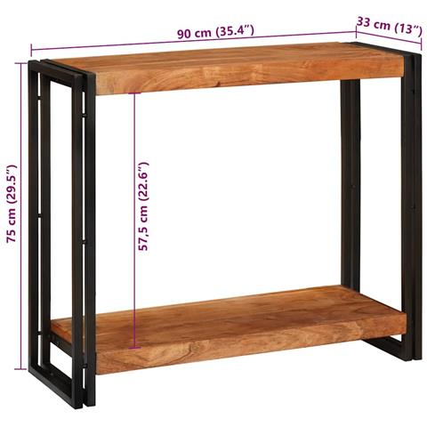 Tavolo consolle 90 x 33 x 75 cm legno massello di acacia - Foto 9