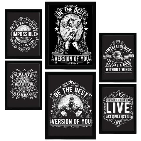 Set Di 6 Stampe Citazioni Rustiche Ispiratrici Dipinti Decorativi Estetici Per Il Tuo Soggiorno, Camera Da Letto, Casa A3 & A4 Senza Cornice - Foto 1