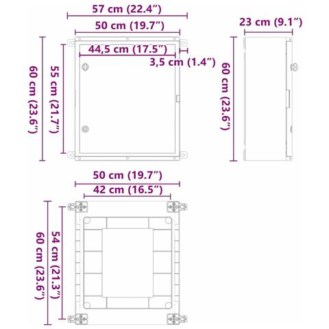 Armadietto di Controllo Grigio 50 x 22 x 60 cm Plastica ABS - Foto 9