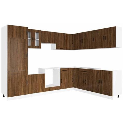 Set Mobili da Cucina 14 pz Kalmar Rovere Marrone in Truciolato - Foto 1