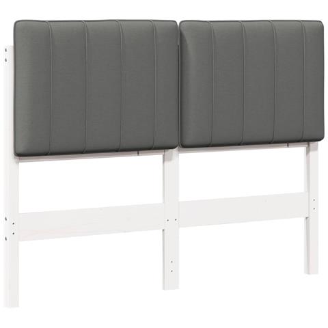Testiera imbottita Bianco e grigio chiaro 120 cm Pino massello - Foto 1