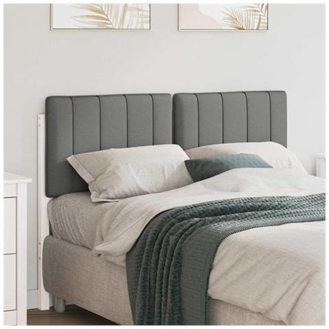 Testiera imbottita Bianco e grigio chiaro 120 cm Pino massello - Foto 2