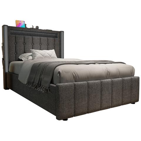 Letto Singolo Grigio Con Porta Usb Per 4 Dispositivi E Due Cassetti Di Stoccaggio - Foto 1
