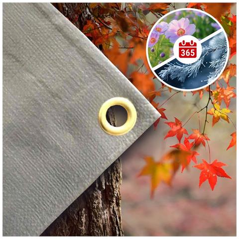 Telo Impermeabile  280g/m²  Grigio  Copertura Resistente  Uv-stabilizzato  Pe  3x6m (18m²) - Foto 2