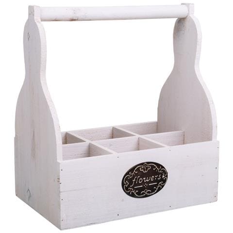 Cesto Portafiori In Legno Bianco 26x17,5x10/30h - Foto 1