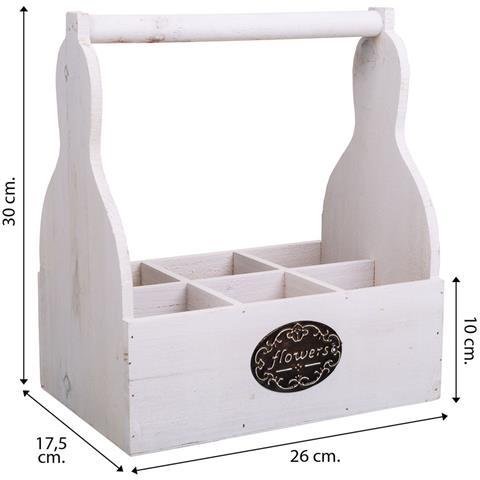Cesto Portafiori In Legno Bianco 26x17,5x10/30h - Foto 7