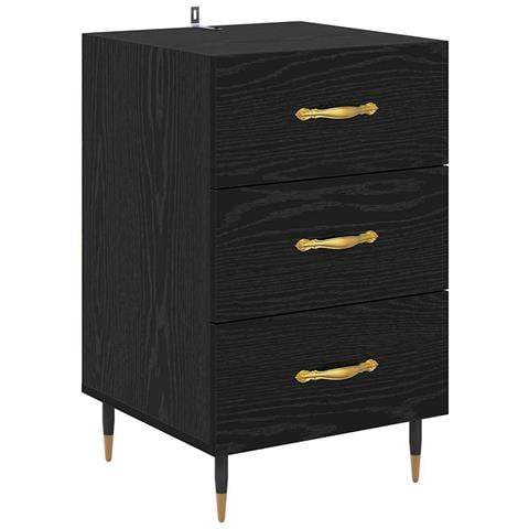 Armadio da Notte Rovere Nero 40 x 40 x 66 cm Legno multistrato - Foto 1