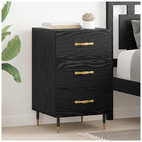 Armadio da Notte Rovere Nero 40 x 40 x 66 cm Legno multistrato - Foto 2
