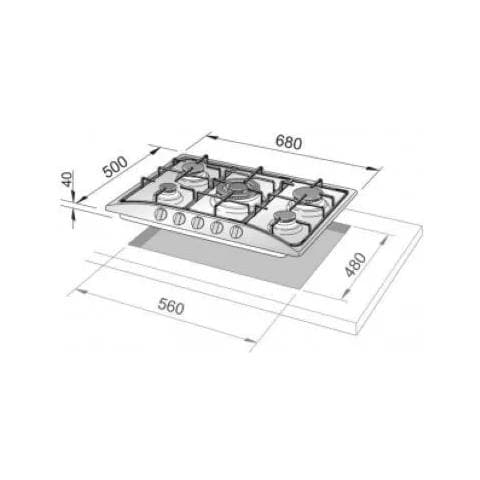 L858X Piano Cottura Incasso a Gas 5 Fuochi 70 cm Colore Inox /Ghisa - Foto 2