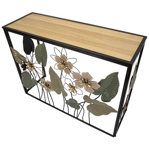 Console Spring In Ferro E Vetro Con Decori Floreali Multicolore 108x37x80 Cm - Foto 2