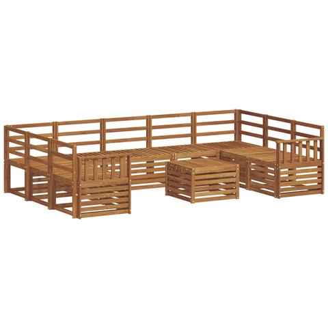 Set divani 10 pcs Naturale Legno di Acacia Massello - Foto 1