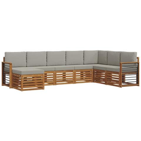 Set divani con cuscino 8 pcs Grigio Naturale e Chiaro - Foto 1