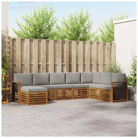 Set divani con cuscino 8 pcs Grigio Naturale e Chiaro - Foto 2