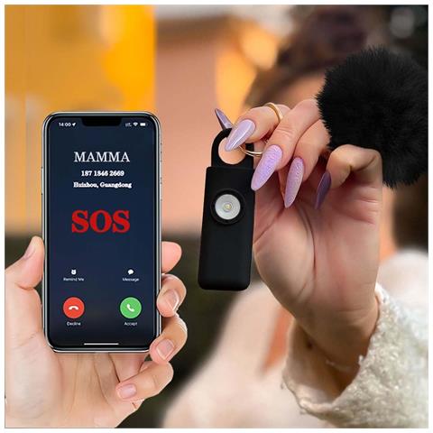 Portachiavi Allarme Antipanico, Dispositivo Antiaggressione Sos Chiamata Automatica, Invio Istantaneo Posizione Gps, Sirena 130db, Difesa Personale E Autodifesa Per Donne, Bambini E Anziani (nero) - Foto 1