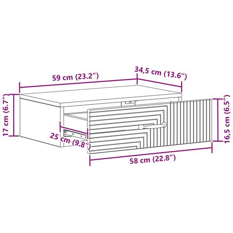 Tavolino da Parete Laterale Legno antico 59 x 34,5 x 17 cm - Foto 8