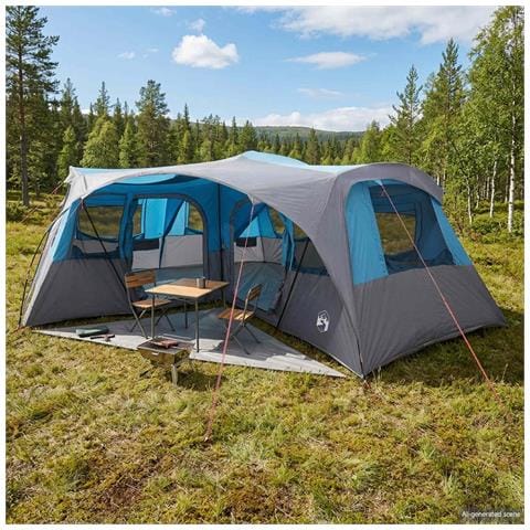 Tenda familiare con telo da pioggia resistente all'acqua Blu - Foto 2