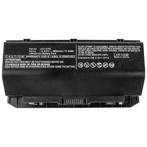 A42-g750 Batteria (laptop Battery For Asus - 71wh Li-ion 14.8v 4800mah - Black, G750, G750j, G750jh, G750jm, G750js, G750jw, G750jx, G750jz, Rog G750, Ro - Warranty: 12m)  - Foto 1