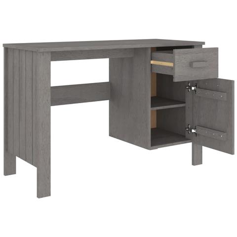 Scrivania Grigio Chiaro 113x50x75 Cm In Legno Massello Di Pino - Foto 7